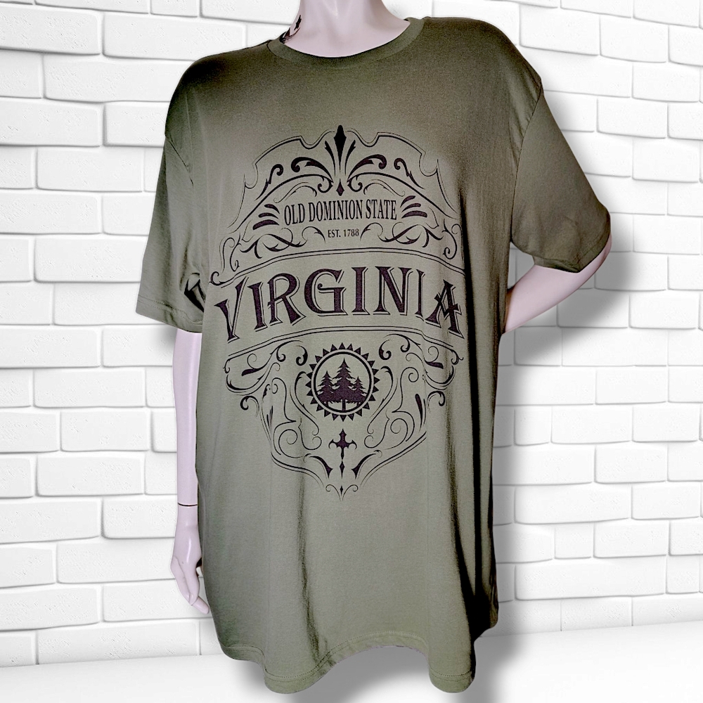 New with Tags Gorpcore Virginia State Graphic Olive/Army Green Comfy T-Shirt XL